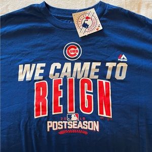 Chicago Cubs 2016 We Came To Reign T-Shirt Postseason Majestic  XL New. NWT.
